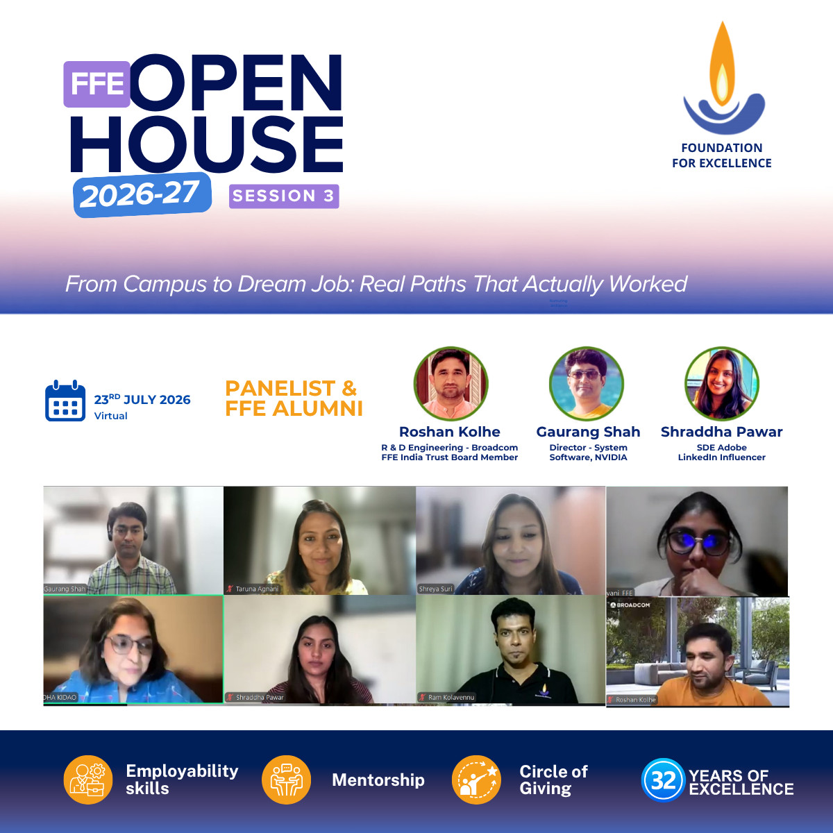 FFE Open House 2026-27 Session 3, FFE alumni panel